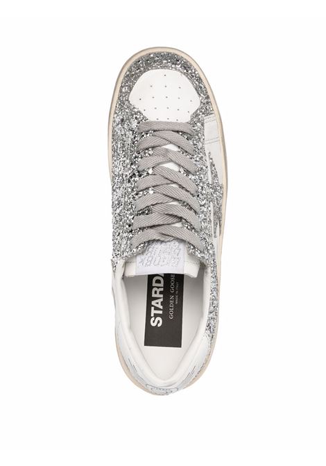 White and silver star-patch lace-up sneakers - GOLDEN GOOSE - women GOLDEN GOOSE | GWF00128F00218580185